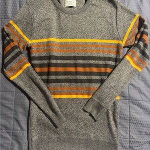 Gray and Yellow Striped Boys Youth Sweater